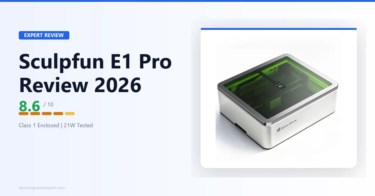 Sculpfun E1 Pro Review 2026: 21W CoreXY Enclosed Laser — Worth It?