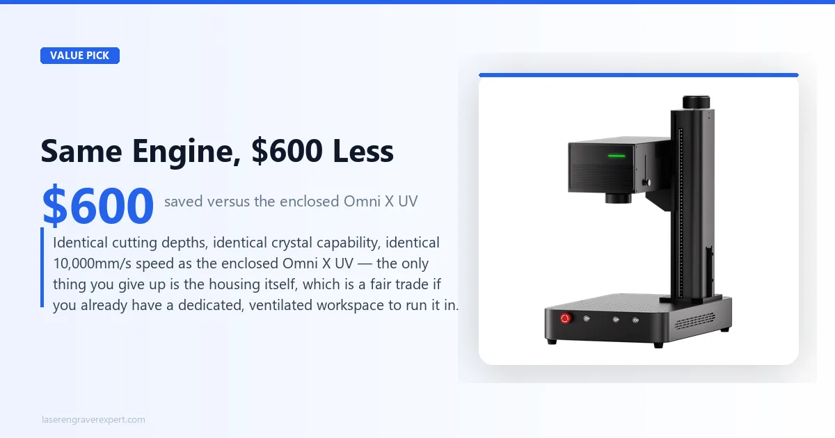 ComMarker Omni XE UV value proposition: same 6W UV engine as the enclosed Omni X UV, $600 less